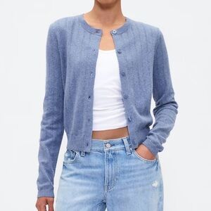 GAP CashSoft Pointelle Blue Cardigan | Size Small